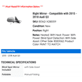 thumbnail image 2 of Right Mirror - Compatible with 2015 - 2018 Audi Q3 2016 2017, 2 of 2