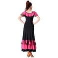 thumbnail image 4 of Women Sequin Flower Embroidered Skirt Flamenco Ballroom Practice Dress Big Swing Skirts Dance Performance Skirt for Women Girls, 4 of 7
