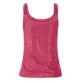 thumbnail image 3 of Felirenzacia Women's Slim Fit Scoop Neck Sequin Tank Top, Wide Strap Sleeveless Tube Top, Hot Pink,S, 3 of 7