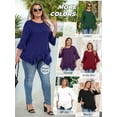 thumbnail image 3 of Gleelist Plus Size Tops For Womens Ruffled Hem Crew Neck T-Shirts Casual Flowy Blouses 3/4 Ruffle Sleeve XL-5XL, 3 of 9