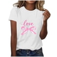 thumbnail image 2 of Ounisa Love Heart Bows Graphic Tees Cute Shirt Women Loose Fit Short Sleeve Top Valentines Shirts, 2 of 9