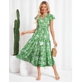 thumbnail image 3 of Vestido de verano GRACE KARIN 2025 Midi Beach Floral Verde para Mujer, 3 of 4