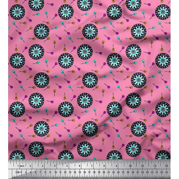 Soimoi Crepe Silk Fabric Dart Board Sports Printed Craft Fabric by The Yard 42 Inch Wide