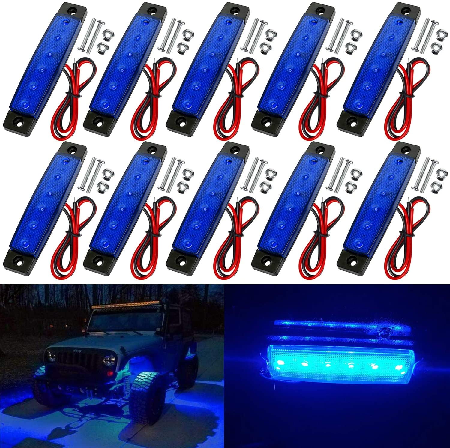 10 Pack LED Rock trip Lights Waterproof Exterior Interior Lights Car