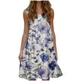 thumbnail image 2 of Jjayotai No Boundaries Women's Summer Dresses, Womens Dresses, Casual Crew Neck Sundresses, Floral Midi Dress, Knee Length Sleeveless Tank Dress with Pockets Purple~1 XXXL, 2 of 6