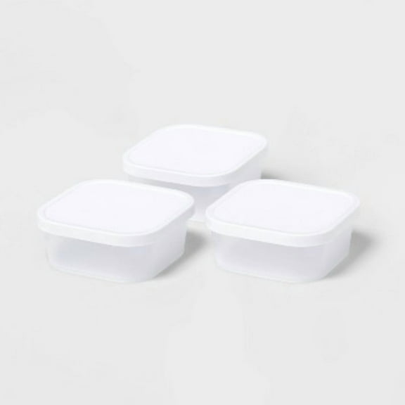 3pk Click in Place 13oz Shallow Insert Storage Containers White and Clear