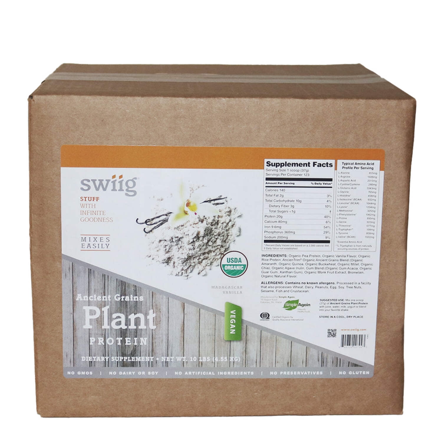 swiig Organic Vanilla Ancient Grains Plant Protein Organic Vanilla Ancient Grains Plant Protein