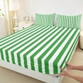 thumbnail image 3 of jejeloiu Geometric Waves Stripes Queen Sheet Sets,Geometric Lines Aesthetic Flat Sheet,Green White Queen Fitted Sheet For Girls Microfiber Bedroom Decor,4pcs, 3 of 7