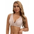 thumbnail image 4 of Unique Bargains Women's Lace Sheer Front Closure Wirefree Bras XXL Beige, 4 of 6