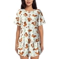 thumbnail image 1 of Fotbe Squirrel Playing Conjunto de Pijama Estampado para Mujer, 2 Piezas, Ropa de Dormir con Camiseta de Manga Corta y Shorts Suaves-Small, 1 of 6