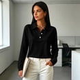 thumbnail image 5 of Womens Long Sleeve Polo Shirts Button Down Soft Breathable Collared Retro Golf Office Everyday Tops, 5 of 7