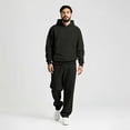 thumbnail image 3 of Mens Sweatsuit 2 Piece Casual Solid Hoodie & Sweatpants Set Oversized Minimalist Unisex Streetwear Tracksuit ,Winter Warm Hoodie Athletic Outfits, 3 of 6