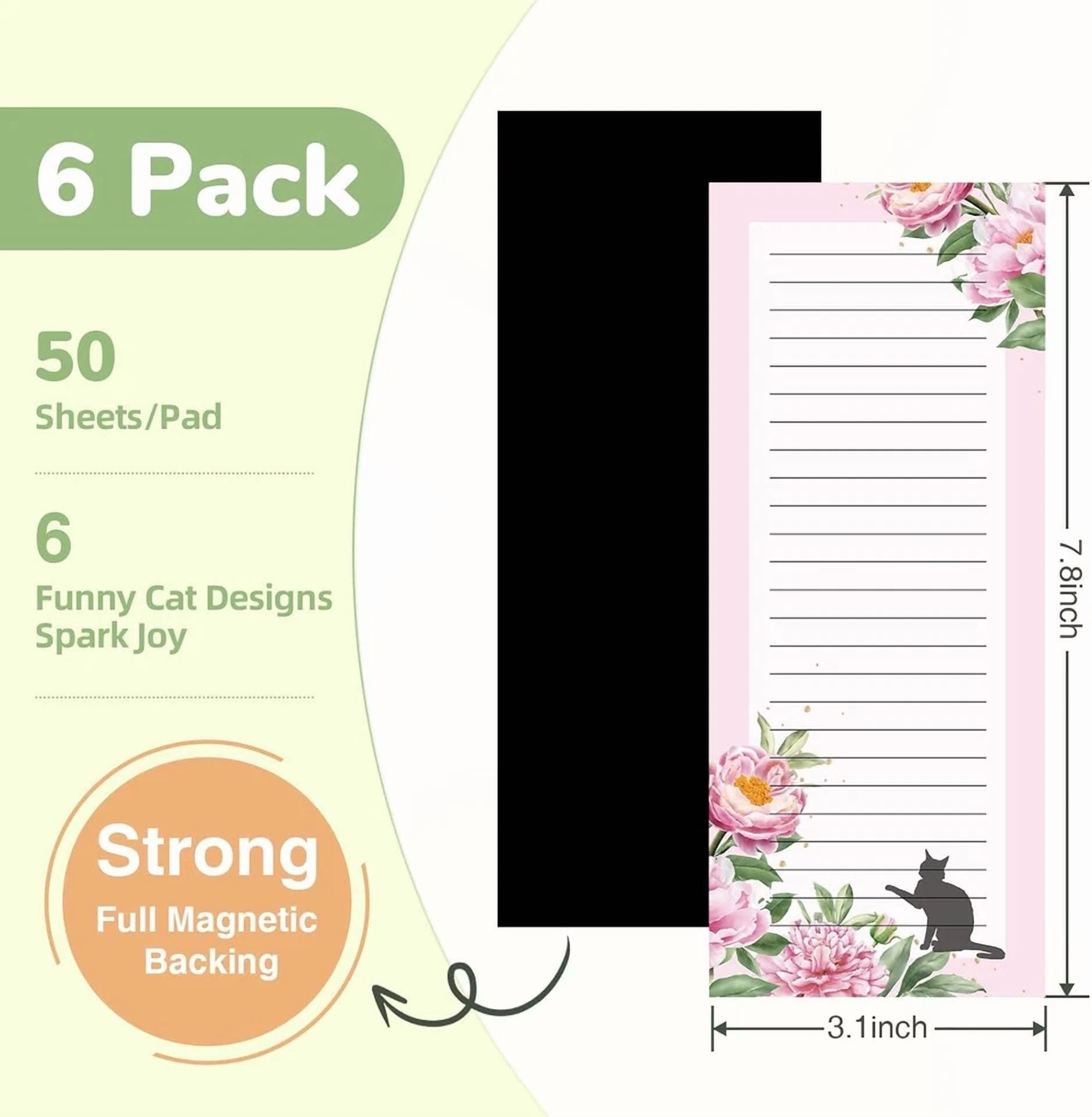 BUTTERFLY- 6 Pack Magnetic Notepads For Refrigerator, Grocery List Shopping To-Do...
