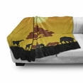 thumbnail image 3 of Safari Soft Flannel Fleece Blanket, Silhouette of Elephants Zebras Grassland and a Tree the Sun Nature, Cozy Plush for Indoor and Outdoor Use, 50" x 70", Chocolate Orange and Black, by Ambesonne, 3 of 6