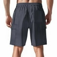 thumbnail image 3 of Men Cargo Shorts Plus Size Solid Color Drawstring Elastic Waist Summer Lightweight Shorts with Multiple Pockets Navy 2XL, 3 of 6