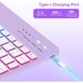 thumbnail image 5 of 360° Rotatable Detachable Keyboard Folio with 7-Color Backlight & Pencil Holder for A16 iPad 10th & 11th Generation (2025),Lavender Purple, 5 of 8