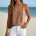 thumbnail image 2 of Fewfanhot Women's Linen Blend Button Front Cami Top, V-Neck Spaghetti Strap Casual Tank, Loose Fit Summer Camisole with Buttons, S-3XL, 2 of 7