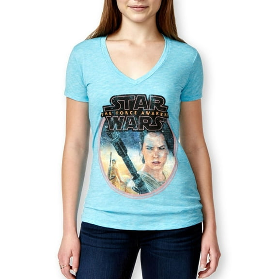 Hybrid Womens The Force Awakens Graphic T-Shirt, Blue, Juniors, Small