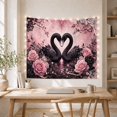 thumbnail image 5 of Black Swan Scene with Heart Shape and Pink Roses, Romantic Gothic Style for Gothic Decor Fans, Dark Wall Decor, Halloween Gift, Tapestry Wall Hanging for Bedroom and Dorm, 5 of 7