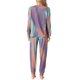 thumbnail image 3 of Conjunto de pijamas para mujer INSPIRE CHIC, tie dye, de manga larga, cuello redondo, con cordón, pantalones largos, ropa de casa, XS, púrpura, 3 of 6