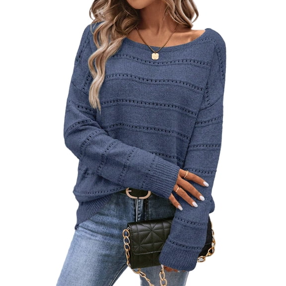 Women's Real Teal Pointelle Knit Boat Neck Drop Shoulder Sweater