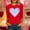 A1350 Red, variant on Pullover for Women Crewneck 3/4 Sleeve Fashion Casual Loose Fit Iridescent Holographic Heart Graphic Print Soft Stretchy Lightweight Daily Wear Spring Summer Tops