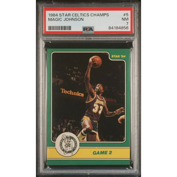Graded 1984 Star Celtics Champs Magic Johnson #5 PSA 7 Near Mint