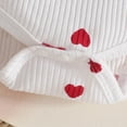 thumbnail image 4 of mgoYE 0-3 Months Baby Girl Clothes Baby Girl Outfit Heart Pattern Ruffle Short Sleeve Romper + Suspender Skirt + Headband 3PC Cute Newborn Clothes(Red,0-3 Months), 4 of 7