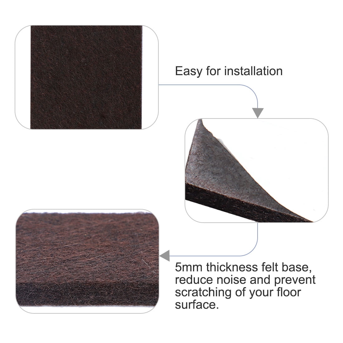 Unique Bargains 4pcs Felt Pads Square Self Stick Anti-scratch Pads for Furniture Legs