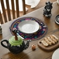 thumbnail image 2 of Smile Skulls Floral Day of The Dead Halloween Round Placemats Set of 4, 15 Inch Round Table Mats for Dining Decoration, 2 of 6