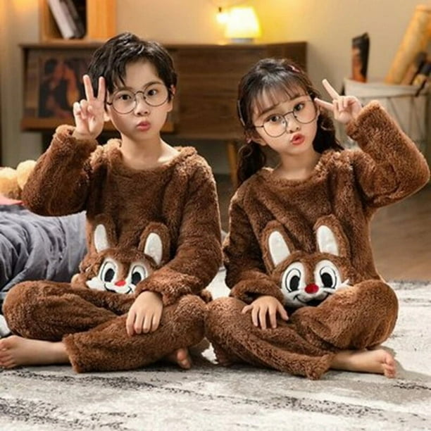 Pijamas de franela para ninos pequenos ropa de dormir calida para bebes conjunto de ropa para ninos traje de Casa de felpa para ninos otono e invierno nuevo Walmart en linea