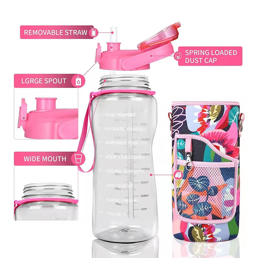 Wholesale liquidation Half Gallon 64 oz Motivational Water Bottle with  Straw LID /Cleaning Brushes,BPA Free Reusable Leakproof - AliExpress