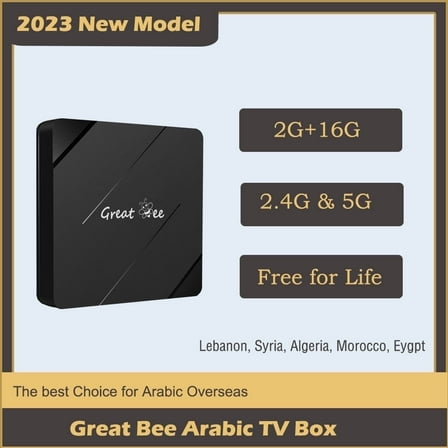 Great Bee Arabic TV Box 2 16G Smart TV Box, Free for Life, 2.4G and 5G WIFI , 4K Set Top Boxes