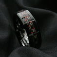 thumbnail image 3 of Tungsten Rings for Men Wedding Bands for Him 8mm Carbon Fiber 8mm Black & Red, 3 of 4