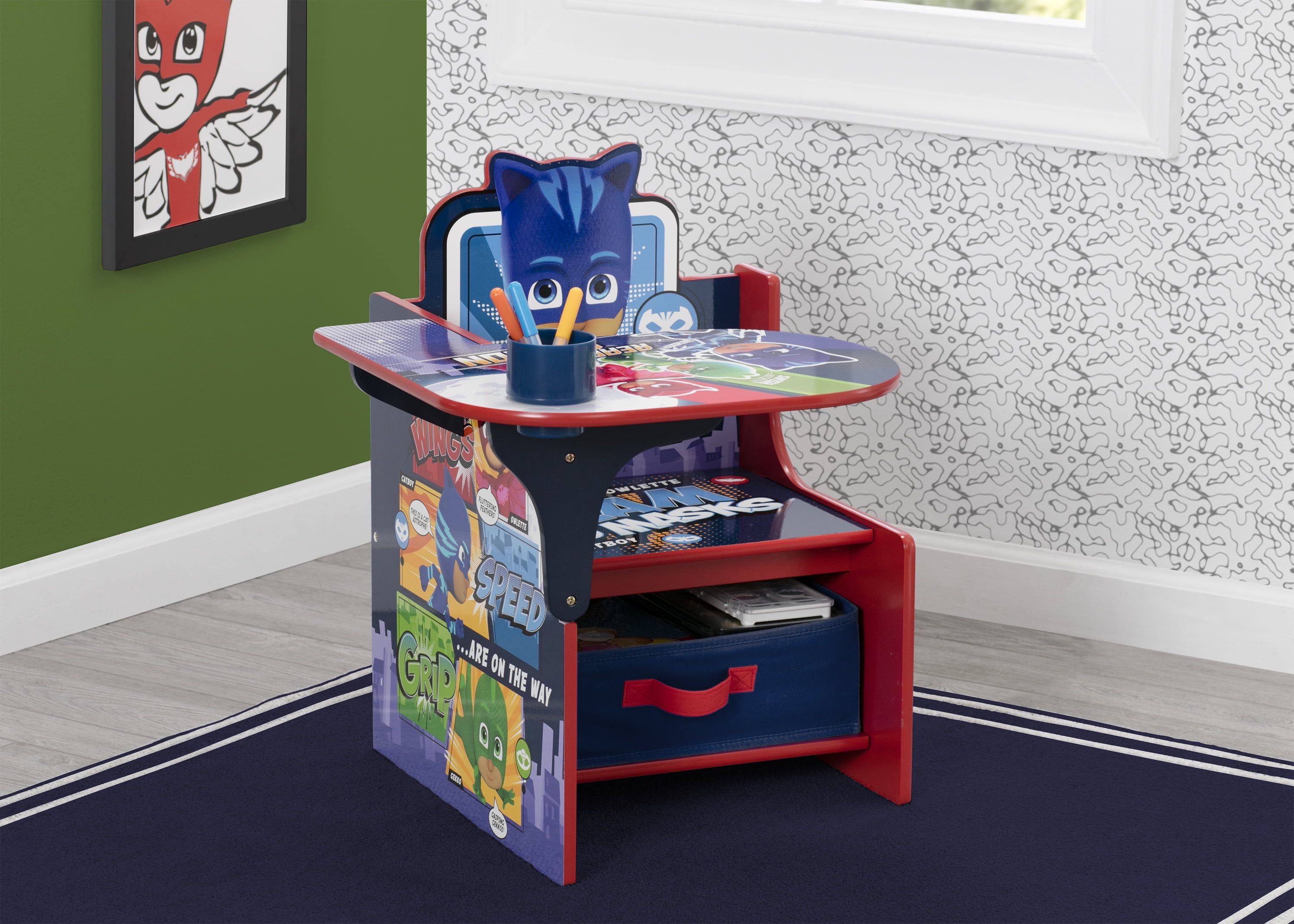 PJ Masks Chair Desk with Storage Bin by Delta Children, Greenguard Gold Certified