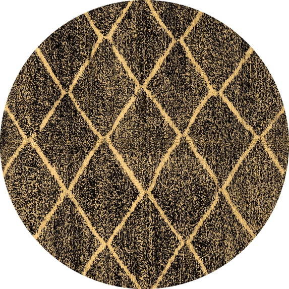 Ahgly Company Indoor Round Abstract Brown Modern Area Rugs, 6' Round