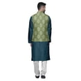 thumbnail image 3 of Atasi Kurta Pyjama Traditionnel Uni à Col Mandarin avec Ensemble de Veste Imprimée, 3 of 3