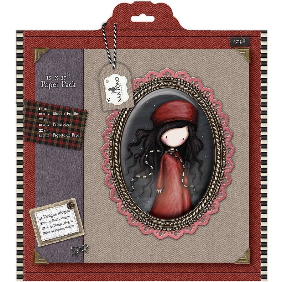 Santoro SingleSided Paper Pack, 12" x 12", 32pk, Gorjuss Tweed