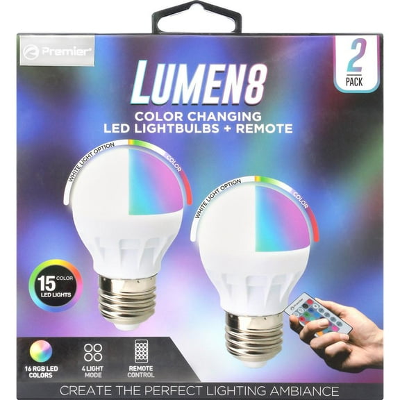 Lumen8 Lumen 8 LED Bulb w/Remote 2pk