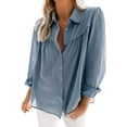 thumbnail image 1 of Blouses en Chiffon Col en V pour Femmes Manches Ballon Décontractées, 1 of 3