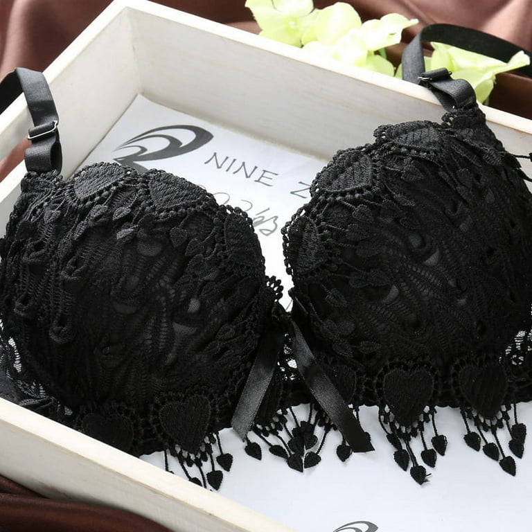 Black Bra Set Underwear Women Brief Set Plus Size Sensual Lingerie Floral  Lace Push Up Bra
