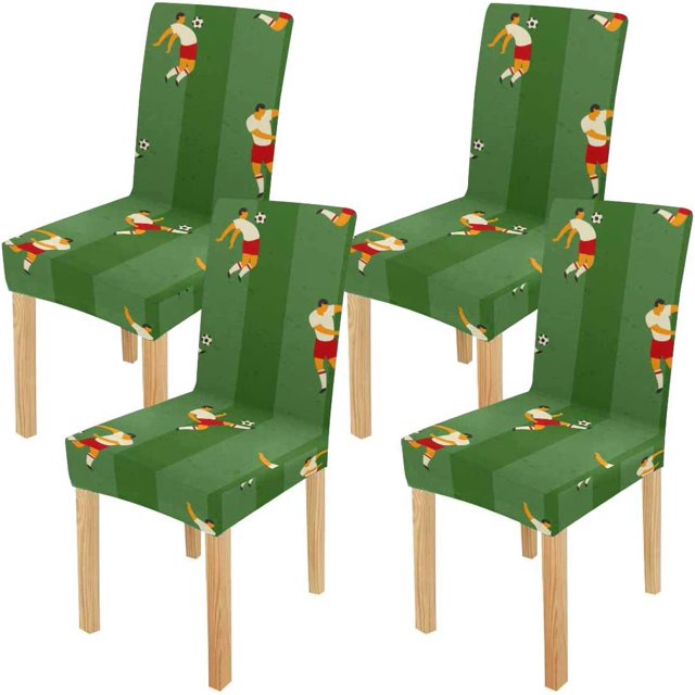 ABPHQTO Funda protectora para silla elástica deportiva para jugadores de fútbol, funda de asiento para comedor, Hotel, fiesta de boda, juego de 4