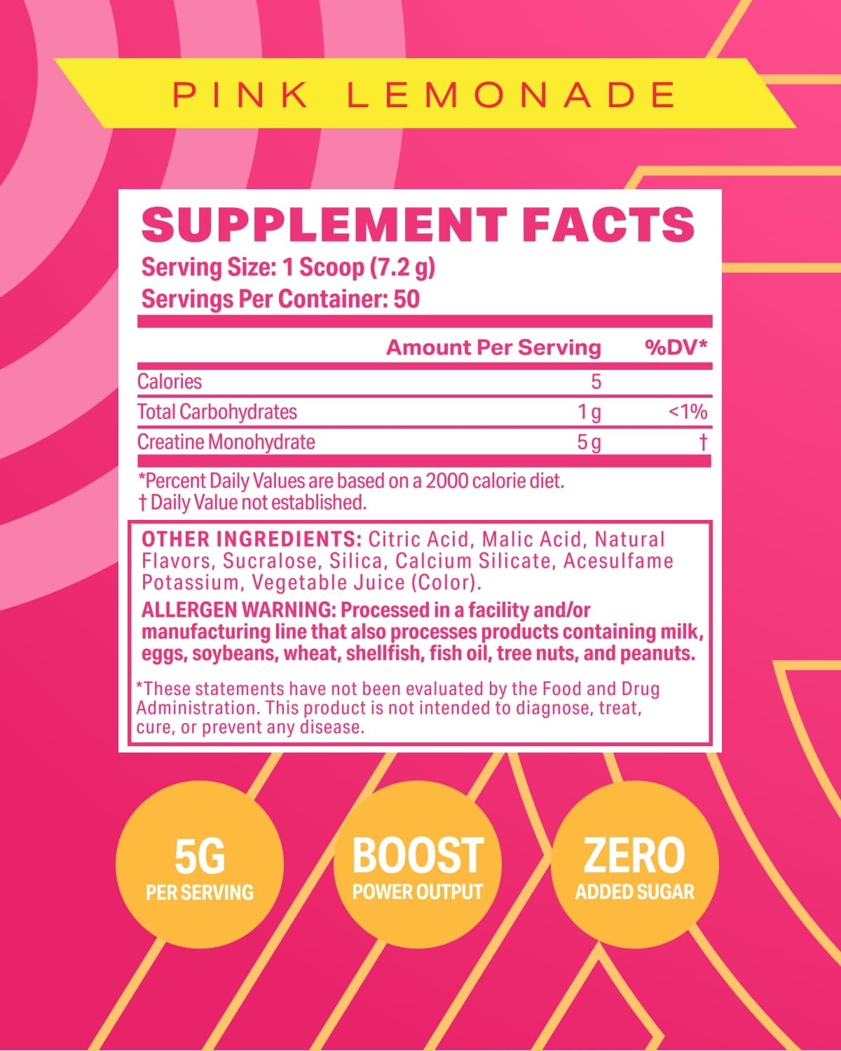 Podium Nutrition, Solos | Creatine Monohydrate, 50 Servings, Pink Lemonade, Boost Athletic Performance