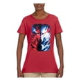thumbnail image 2 of Artic Wolf Light Dark Good Bad Moon | Womens Animal Lover Graphic T-Shirt, Red, Small, 2 of 4