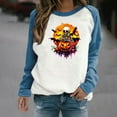 thumbnail image 2 of Chandail à Capuche Oversize pour Femmes, Chandail Imprimé Halloween, Col Rond, Manches Longues, Chandail en Molleton Oversize, Hauts Grande Taille Bleu, 2 of 6