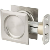 334x15 Square Pocket Door Lock Passage - Satin Nickel