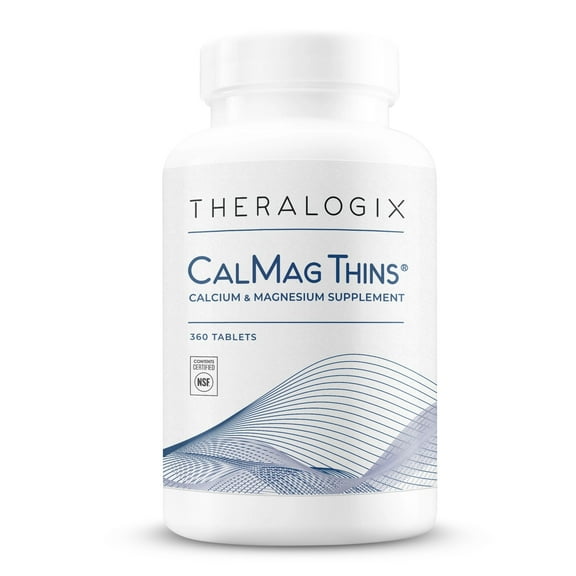 Theralogix CalMag Thins Calcium & Magnesium Supplement - Bone Support Supplement for Women & Men - Contains 200 mg of Calcium and 50 mg of Magnesium - NSF Certified - 360 Tablets