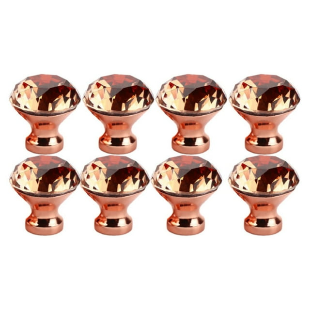 IMENGL Liquidation! 1 10 Pcs Poignées de Tiroir en Verre Cristal Diamant Transparent pour Porte d'Armoire Poignées de Tiroir en Verre Cristal Diamant Poignée de Tiroir Meuble Garde-Robe Poignée de Quincaillerie Trou Unique Circulaire Rose