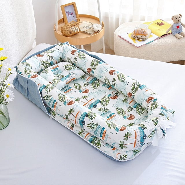 Colchón extraíble para bebé, cama nido, protector para niños pequeños, cojín, parachoques, cuna de viaje para recién nacidos Fivean unisex
