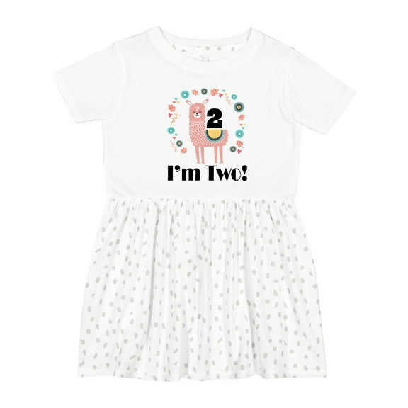 Inktastic 2nd Birthday Llama for Girl Girls Toddler Dress